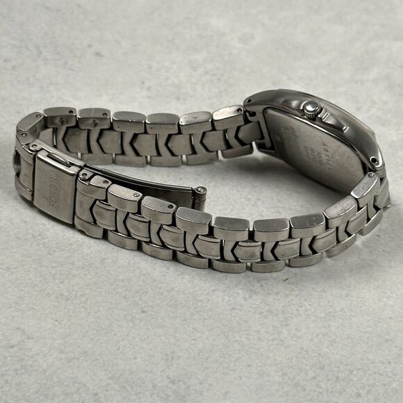 Fossil Arkitekt Watch Womens 23mm Rectangle Blue Dial Date Steel New Battery - Picture 8 of 12